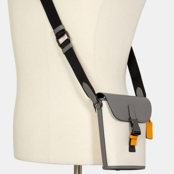 Unisex Track Colorblock Crossbody Bag Gray Yellow Handbag Purse Sporty New sport - Picture 3 of 8